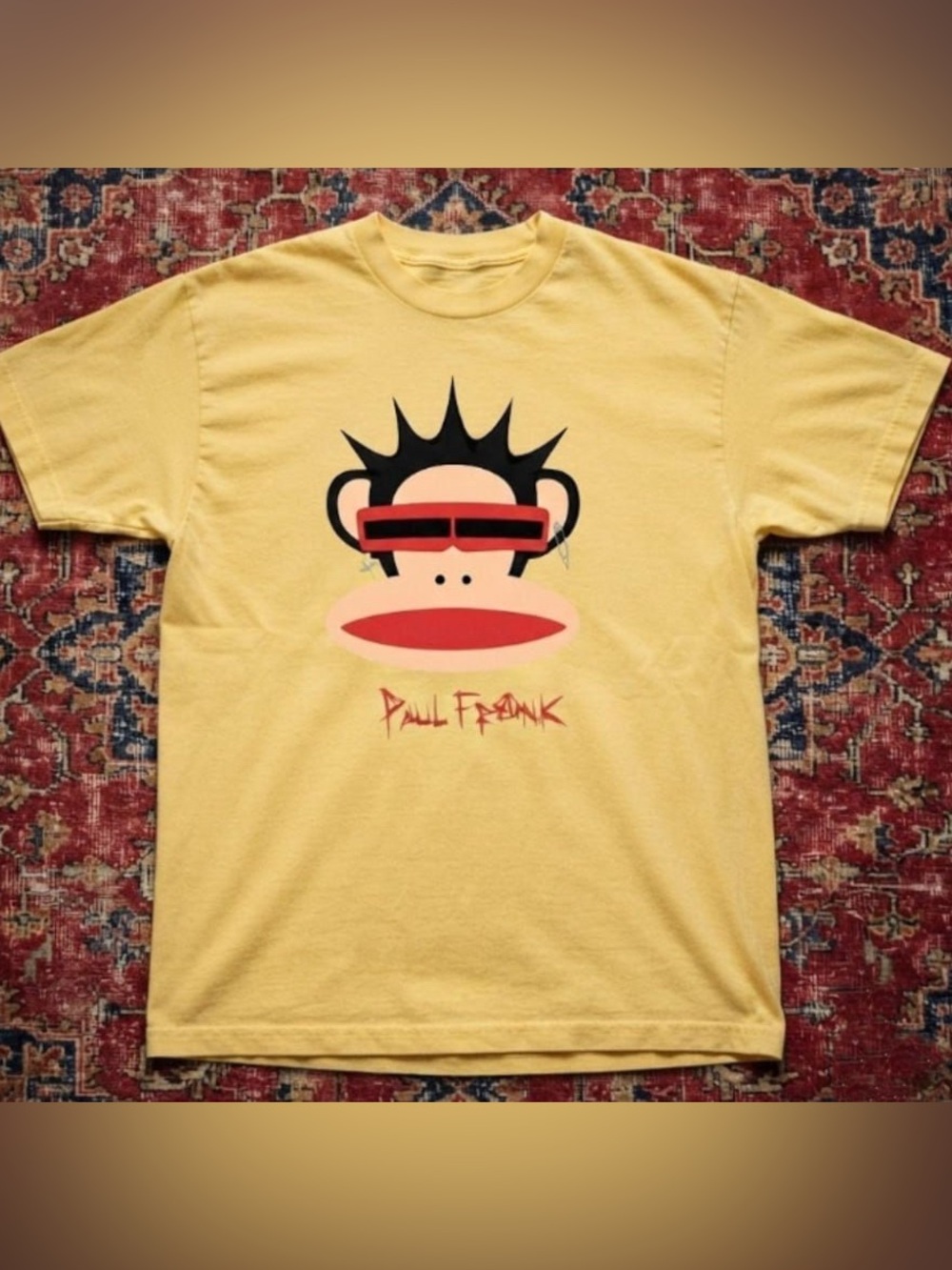 Gildan Yellow Paul Frank Graphic Face and Red Accents